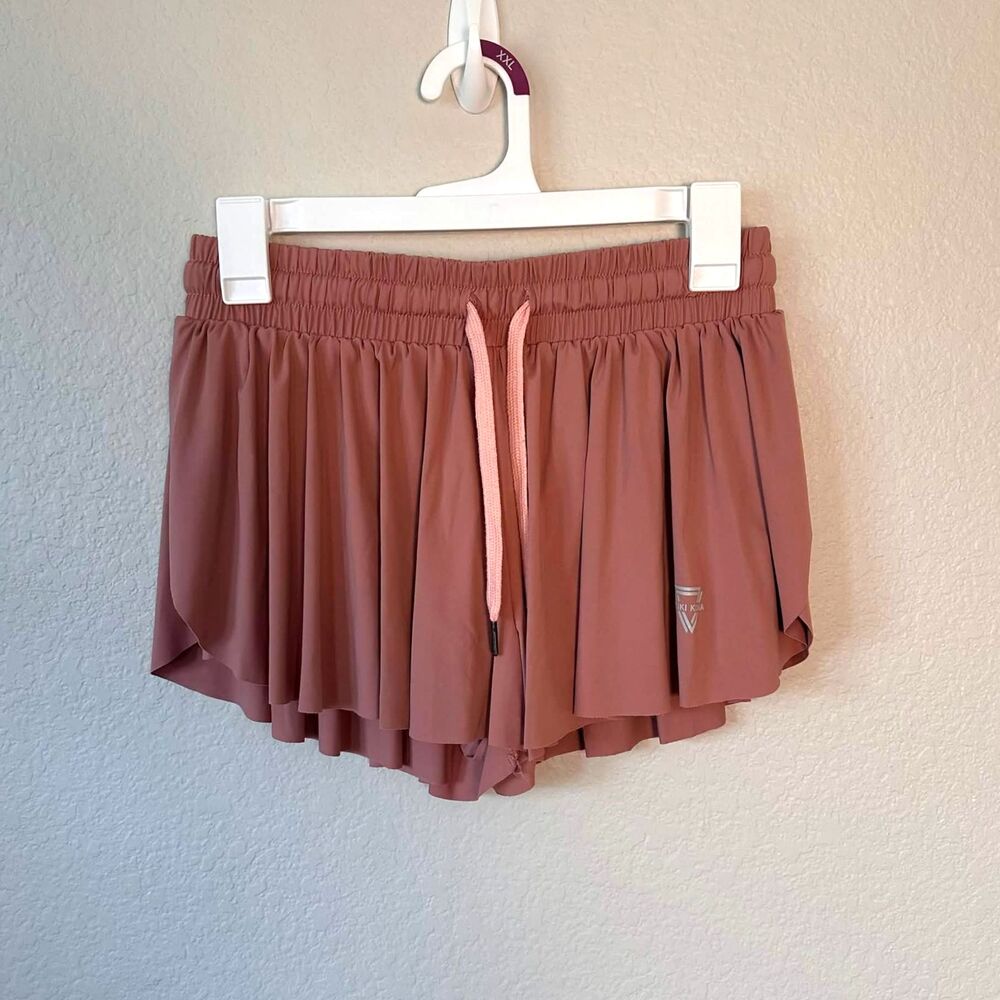 Keiki Kona Womens Medium Flowy 2-in-1 Fitness Shorts Mauve Pink Built-in Liner M